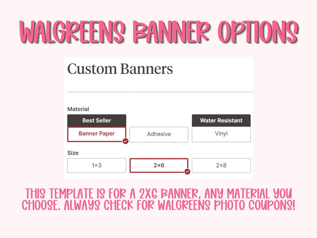 Graduation Party Banner Template to print at Walgreens, 2x6, Editable in Canva, Congrats Grad, Class of 2026, Custom Photo Banner